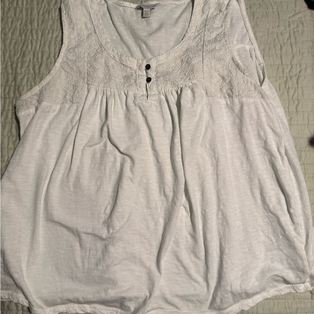 Lucky Brand Cream Sleeveless Relaxed Tank Top
